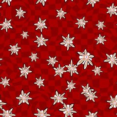 Abstract Distorted Liquid Squares and Flowers Seamless Pattern Design Trendy Fashion Colors Surreal Monochrome Background