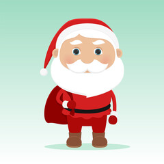 Santa holding bag with presents. Vector illustration.