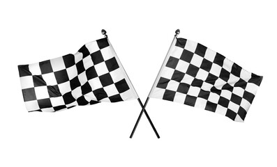 Fototapeta premium Checkered racing finish flags on white background