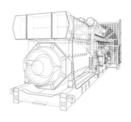 Large industrial diesel generator - obrazy, fototapety, plakaty