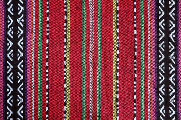 Closeup of Pattern and Texture of Thai Northern Region's Colorful Textile