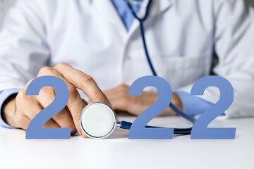 happy and healthy new 2022 year. healthcare and medical calendar concepts