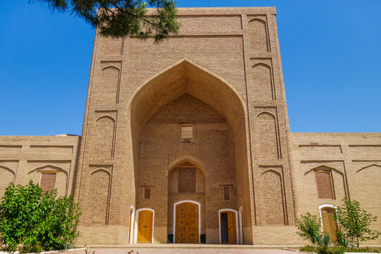 Facade of Kokil Dara, building of 16th century for rest of itinerant dervishes or, in other words, khanagha. This is one of few surviving medieval buildings of this type, Termez, Uzbekistan