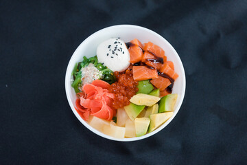Vegetable salad on black background