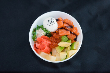 Vegetable salad on black background