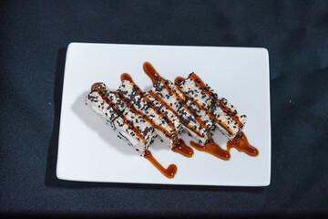 Sushi on black background