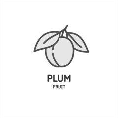 Illustration of a plum in a flat style. Isolated image on a light background. Vector icon.