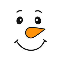 Smiling snowman. The joyful emotions of a snowman. Winter Christmas fun. Vector illustration