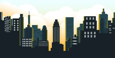 city skyline at night