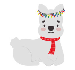 cute christmas dog with lights