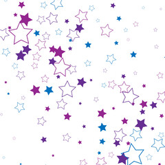 Abstract white background with blue magenta stars confetti, design element