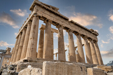 View of the Erechtheion temple at the Athens Acropolis in Athens Greece