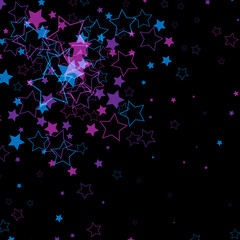 Abstract dark background with colored confetti stars, design element