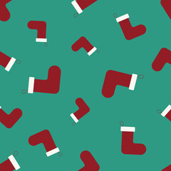 Seamless pattern with christmas socks. Vector illustration with fireplace sock. Christmas or New year background.