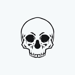 Skull head hand drawing style vector illustration.
