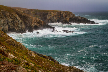 Fototapeta na wymiar Coastline of Mizen Head in stormy weather, Co. Cork, Ireland