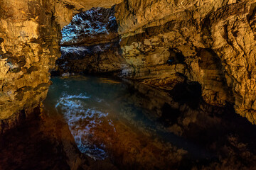 The second chamber of Smoo Cave near Durness, located on the popular NC500 route, Highlands, Scotland