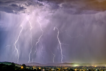Late night storm during the 2021 Monsoon season rolling into Chino Valley, Arizona