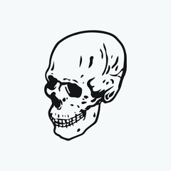Skull head hand drawing style vector illustration.