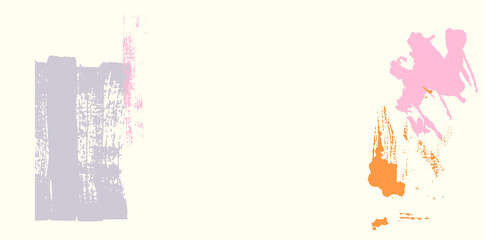 Obraz premium Abstract vector background with paint strokes and shapes in pastel colors. Isolated textures. Trendy graphic artwork for poster, cover, invitation, placard, brochure, flyer. 