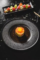 Perfect Sushi Japanese Asian Seafood Food Dish Menu Gourmet Restaurant Chef on Dark Background