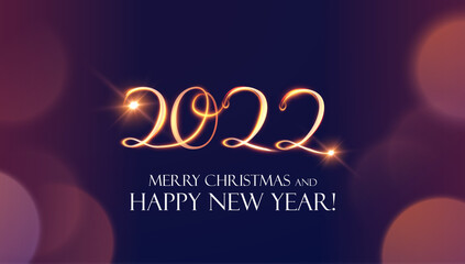 2022 glowing lights text for New Year background