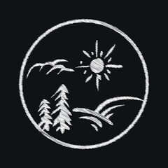 Nature mountain vector illustration. Hand drawing style.