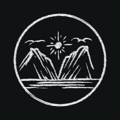 Nature mountain vector illustration. Hand drawing style.