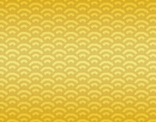 金色の青海波　和柄背景