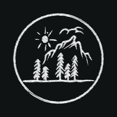 Nature mountain vector illustration. Hand drawing style.