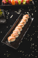 Perfect Sushi Japanese Asian Seafood Food Dish Menu Gourmet Restaurant Chef on Dark Background