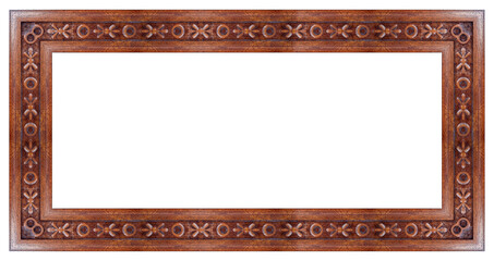 Wooden frame for paintings, mirrors or photo isolated on white background. Design element with clipping path