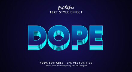 Editable text effect, Dope text on Electric blue color style effect