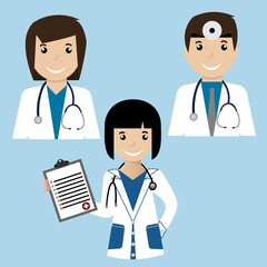 Vector illustrations of doctors and nurse characters