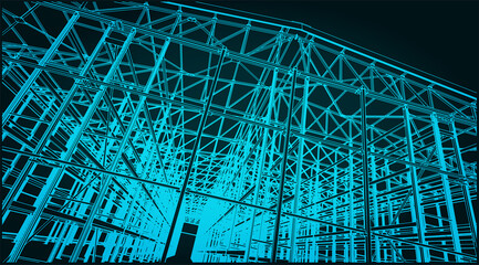 Structures of a large industrial hangar
