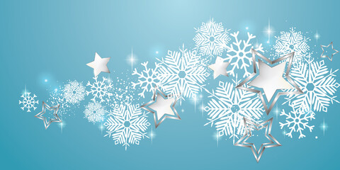 Winter sale background - Snowflakes and stars design banner - Sales business element