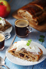 Traditional Austrian strudel with apples
