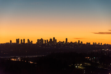 Cityscape on sunset with clear sky background closer to the night