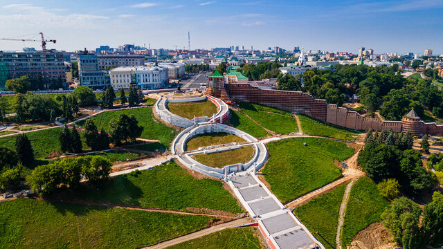 Aerial of the Chkalov Stairs, Nizhny Novgorod