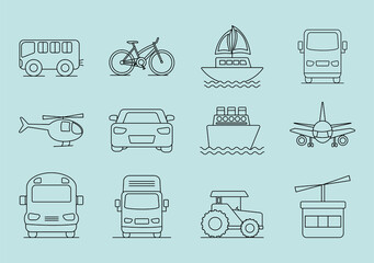 transport icon set