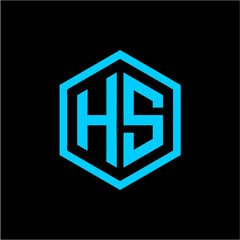 HS initial hexagon badge logo vector image