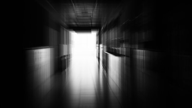 Dark long corridor in hospital