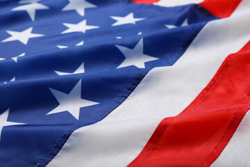 American flag as background, closeup. National symbol of USA