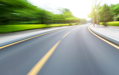 Along the road with motion blur