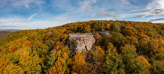 Coopers Rock state park overlook over the Cheat River in narrow wooded gorge in the autumn. Park is near Morgantown, West Virginia