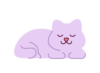 Sleeping cartoon cute cat vector illustration