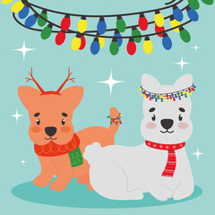 cute christmas dogs illustration