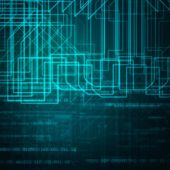 2d illustration abstract digital binary data on computer screen