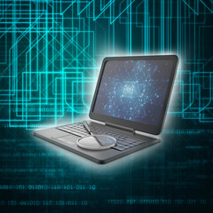 3d rendering Laptop search illustration