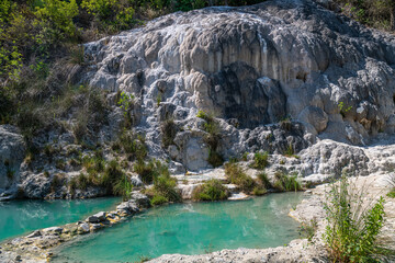 Bagni San Filippo - The White whale ,Termal landmark, Tuscany, Italy 